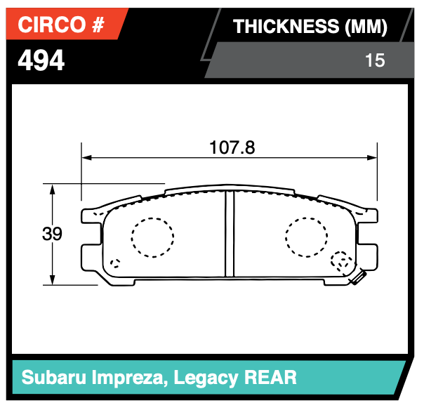 Subaru Single Piston Rear Brake Pads